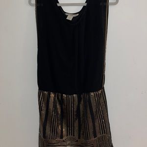 Black and Gold Sequin Mini Dress